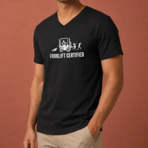 Original Hot Forklift Certified Forklift Operator Funny Humor V-Neck Shirt
