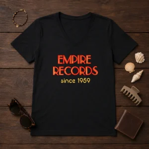 Premium Empire Records V Neck Shirt in dark color featuring a soft fabric and classic fit