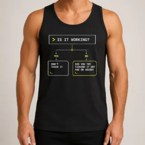 Hot Is It Work Funny Flowchart Geek Tank Top