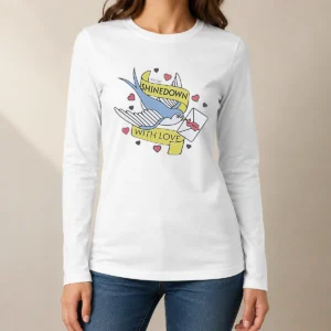 Nice Original From Shinedown With Love Swallow Bird Carrying Letter Rock Music Long Sleeve Shirt