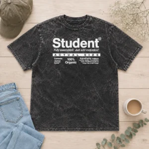 Nice Original Student 100 Percent Organic Ingredients Funny Quote Washed T-Shirt
