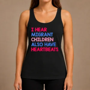 Top Nice I Hear Migrant Children Also Have Heartbeats Tank Top
