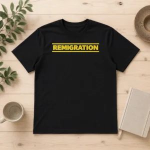 Pretty Remigration Design t shirt in classic fit with vibrant graphic print on front