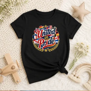 Official United In Pride National Flag Typography Kids T-Shirt