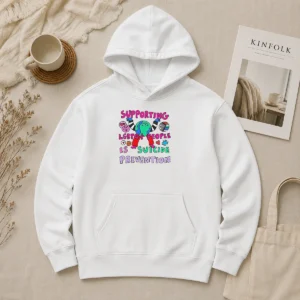 Original Supporting LGBTQ People Is Suicide Prevention Hoodie in black with front print and drawstring hood
