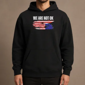 Pretty Premium We Are Not Ok American Flag Patriotic Sentiment Political Protest Statement Hoodie