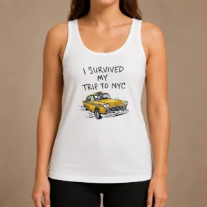 Hot Awesome I Survived My Trip To NYC Taxi Cartoon New York City Tank Top