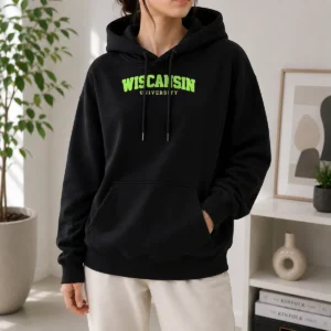 Pretty Wiscansin University College Funny Parody Hoodie in classic fit with front pocket and drawstring hood