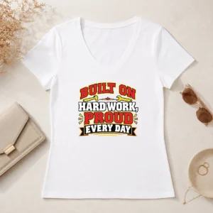 Hot Pretty Labour Day Pride Inspirational Quote Hard Work V-Neck Shirt