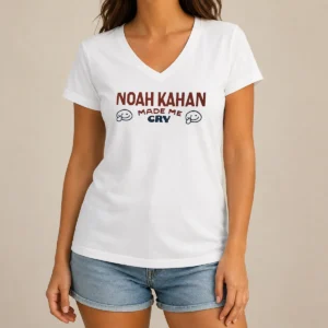 Premium Noah Kahan Made Me Cry Smiley Face V Neck Shirt in soft fabric with relaxed fit