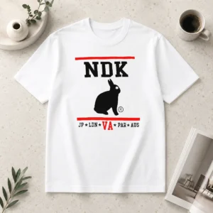Happy Premium NDK JP LDN VA PAR AUS t shirt in classic crew neck style with vibrant city code print
