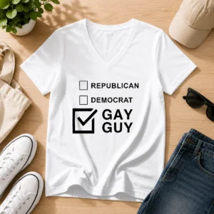 Hot Gay Guy Republican Democrat Ballot Election Checkbox Humor V-Neck Shirt