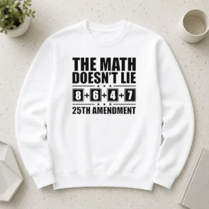 Happy Nice The Math Does Not Lie 8 Plus 6 Plus 4 Plus 7 25th Amendment Politics sweater in dark gray, front view