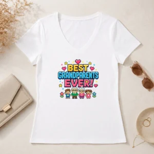 Funny Awesome Best Grandparents Ever Pixel For Family Love V-Neck Shirt