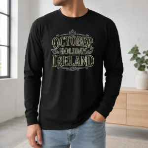 Nice October Holiday Ireland Line Art Cozy Fall Long Sleeve Shirt