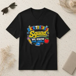 Original Back To School Group Cartoon For Kids V-Neck Shirt