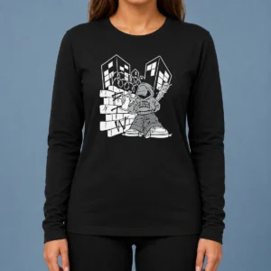 Good Y2K Streetwear Graffiti Spray Paint Character Urban Aesthetic Long Sleeve Shirt