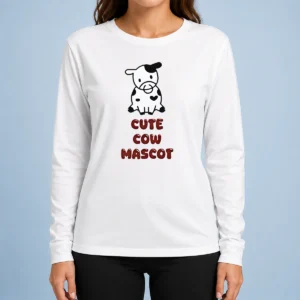 Awesome Cute Cow Mascot Long Sleeve Shirt