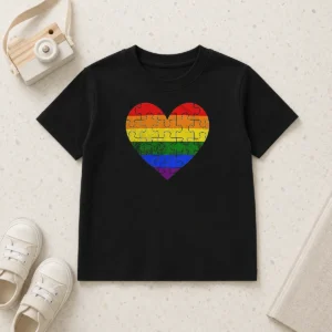 Top Homosexual Love Rainbow Heart Puzzle Kids T Shirt featuring a colorful heart puzzle design on a comfortable kids' tee