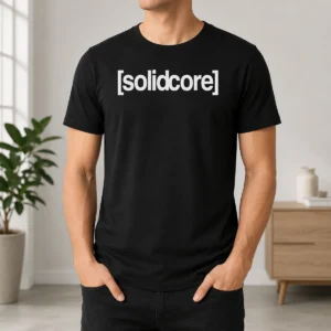 Premium Solidcore Merch Logo t shirt in black, featuring a bold front logo print on a classic crew neck tee