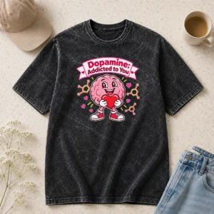 Hot Premium Cute Dopamine Addicted To You Love Washed T-Shirt