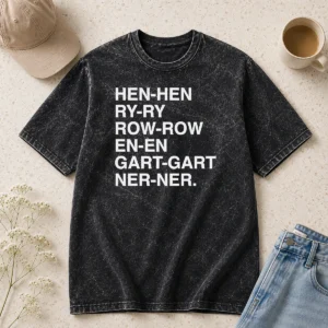 Original Henry Gardener Stutter Text Typography printed on a soft washed t shirt in light gray