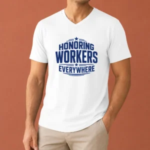 Nice Awesome Labour Day Workers Pride Line Art V-Neck Shirt