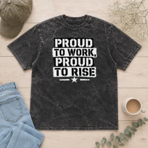 Awesome Labour Day Proud Worker Stencil Washed T-Shirt