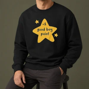 Premium Plus 1 Good Boy Point Star Reward Positive Reinforcement sweater in navy blue, long-sleeve cozy knit