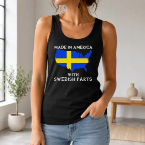 Pretty Official Made In America With Swedish Parts Map Of United States Flag Tank Top
