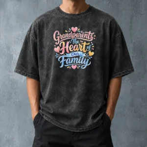 Awesome Grandparents Day Heart Of Our Family Watercolor Washed T-Shirt