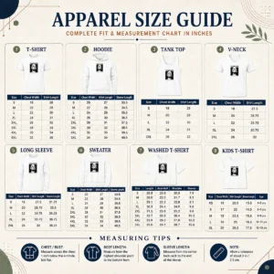 Size chart for Premium Thank God We Are Not Forever Skull Art Memento Mori with measurements in inches and cm