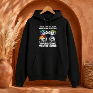 Hot Pretty Snoopy Some Besties Have Matching Tattoos But Me And My Bestie Have Matching Mental Issues graphic hoodie in black