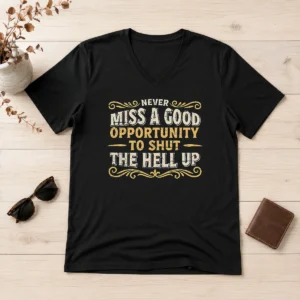 Top Premium Never Miss A Good Opportunity To Shut The Hell Up V-Neck Shirt
