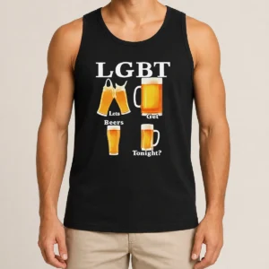 Pretty LGBT Lets Get Beers Tonight Beer Drinking Humor Tank Top