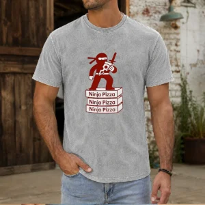 Funny Ninja Pizza Ninja Pizza Ninja Pizza Ninja Pizza Standing On Boxes Washed T-Shirt