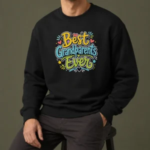 Pretty Best Grandparents Ever Doodle Typography Sweater