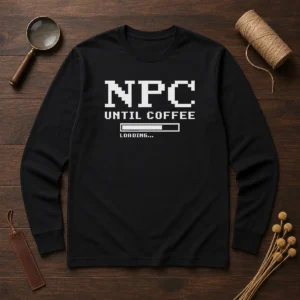 Awesome NPC Until Coffee Loading Gamer Caffeine Long Sleeve Shirt