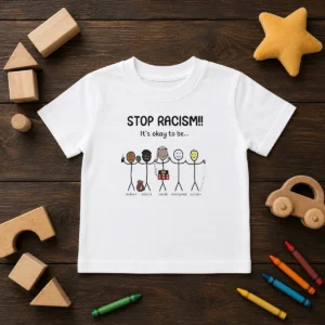 Nice Stop Racism It'S Okay To Be Indian Black Arab Everyone Asian Kids T-Shirt