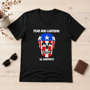 Nice Top Fear And Loathing In America Skull Swastika Eyes V-Neck Shirt