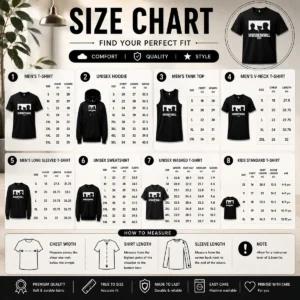 Size chart for Official Wonderwall Oasis Silhouette showing garment measurements in inches and cm