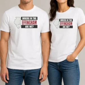 Nice Where In The Effingham Are We t shirt in classic fit, featuring bold text design on a comfortable cotton fabric