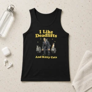 Good Deadlifts And Kitties Businessman Tank Top