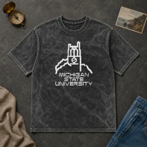 Good MSU Michigan State University Logo Washed T Shirt in soft cotton fabric with vintage washed look