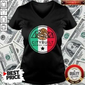 Pretty Citybuilt Brewing Company Mexico Flag Eagle V Neck Shirt v neck optimized showing front design and neckline
