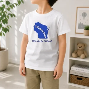 Original Wisconsin State Milk Or Be Milked Map Kids T-Shirt