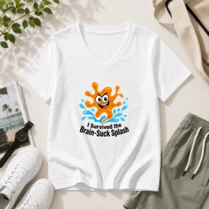Hot Cheeky Brain Suck Amoeba Minimalist V-Neck Shirt