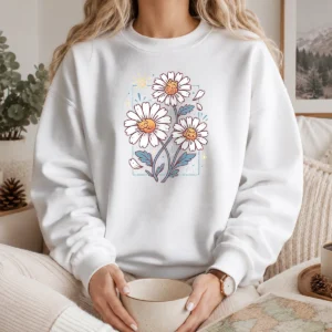 Funny With Cat Daisies Sweater