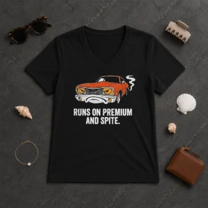 Official Runs On Premium And Spite Muscle Car V-Neck Shirt
