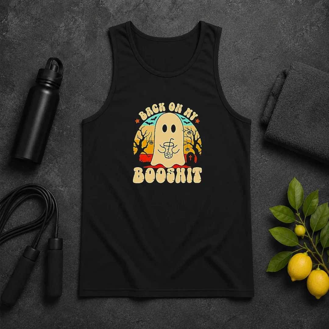 Funny Awesome Back On My Booshit Retro Ghost Drinking Boba Tea Tank Top Funny Awesome Back On My Booshit Retro Ghost Drinking Boba Tea Tank Top